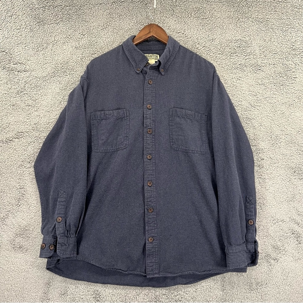 Duluth Trading Button Shirt Blue Gray 100% Cotton Men Size XL Tall